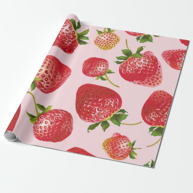 Strawberry pattern wrapping paper (Unrolled)
