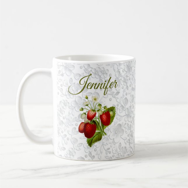 Strawberry Personalised Coffee Mug Cup (Left)