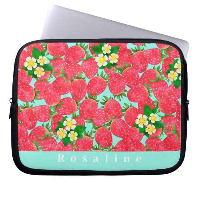 Strawberry Personalised Pink Electronics Bag (Front)