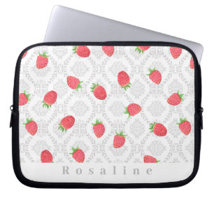 Strawberry Personalised White Electronics Bag