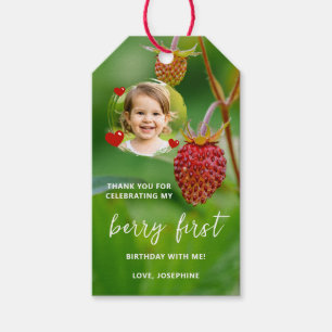 Strawberry Photo Berry First Birthday Thank You Gift Tags