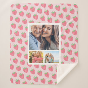 Strawberry Photo Collage  Sherpa Blanket