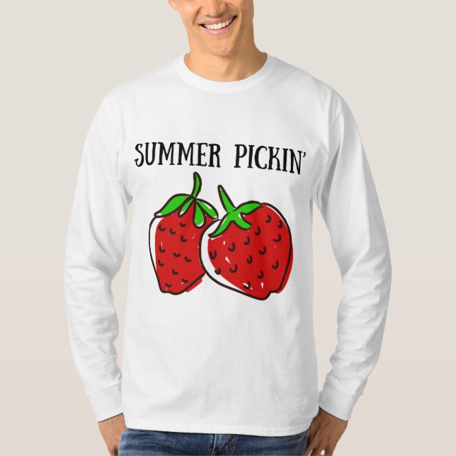 Strawberry Picking, Fruit Picking, Summer Picking T-Shirt (Front)