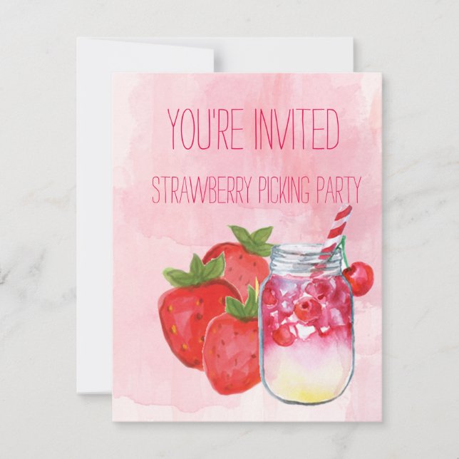 Strawberry Picking Party Invitation (Front)