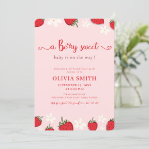 Strawberry Pink Berry Sweet Floral Baby Shower Invitation
