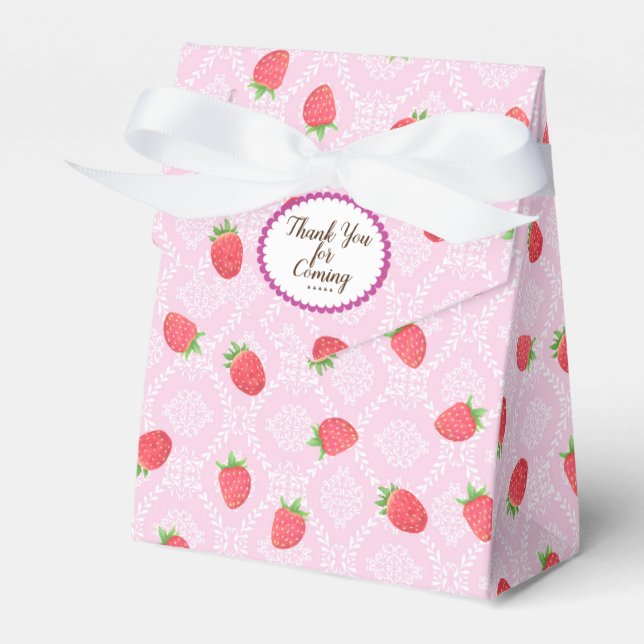 Strawberry Pink Favour Box (Front Side)