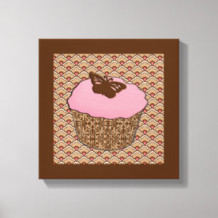 Strawberry Pink Frosted Cupcake Canvas Print