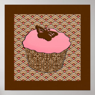 Strawberry Pink Frosted Cupcake Poster