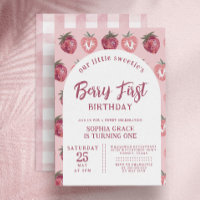 Strawberry & Pink Gingham Berry First Birthday