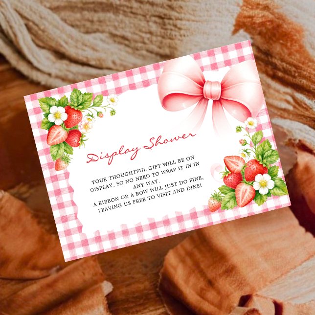Strawberry Pink Gingham Display Shower Card (Creator Uploaded)