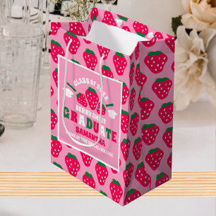 Strawberry Pink Graduation Party  Medium Gift Bag
