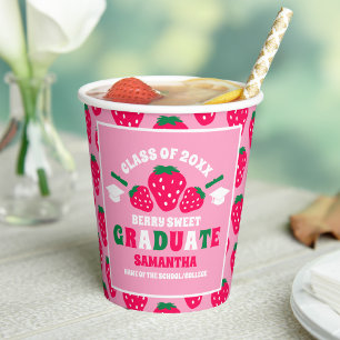 Strawberry Pink Graduation Party Paper Cups