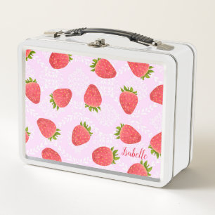 Strawberry Pink Metal Lunch Box