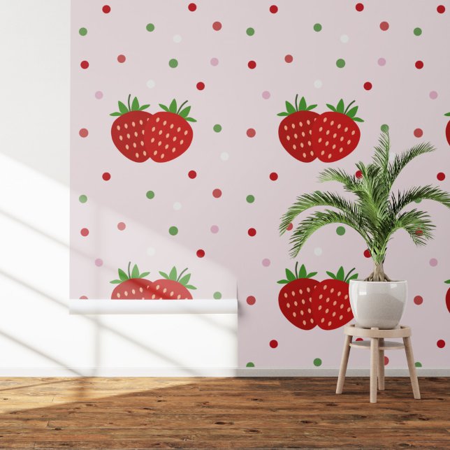 Strawberry Pink Mural Wallpaper (Strawberry Pink Mural Wallpaper)