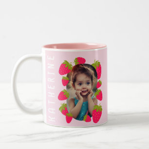 Strawberry Pink Photo Two-Tone Coffee Mug