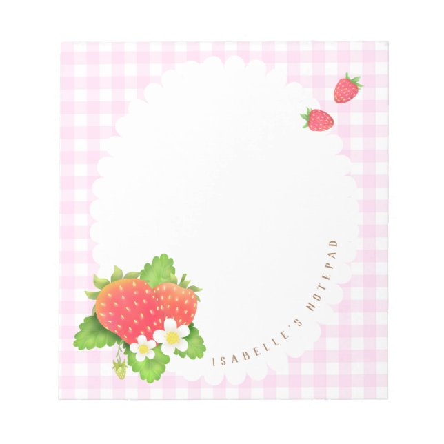 Strawberry Pink Plaid Notepad (Front)