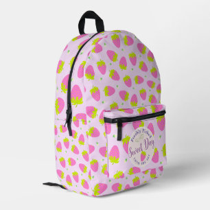 Strawberry Pink Printed Backpack