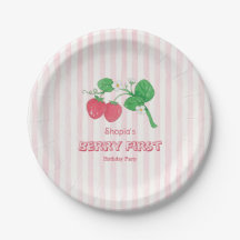 Strawberry Pink Stripes Girl Berry First Birthday
