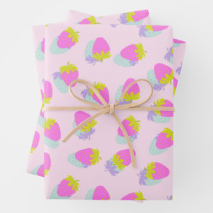Strawberry Pink Wrapping Paper Sheet