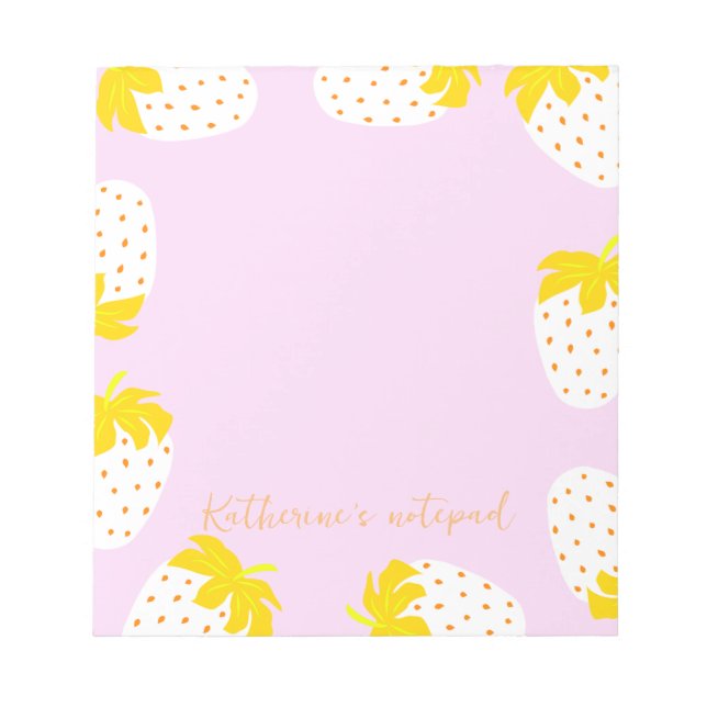 Strawberry Pink Yellow Notepad (Front)