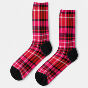 Strawberry Plaid Red Pink and White Socks