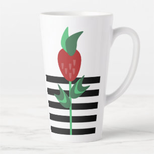 Strawberry Plant Black Stripes Latte Mug