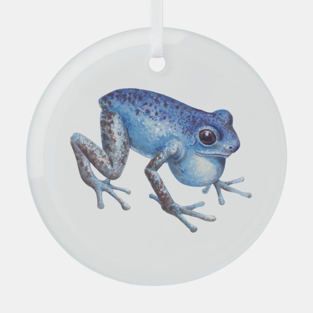 Strawberry Poison dart frog Glass Tree Decoration (Front)