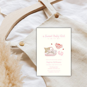 Strawberry Polar Bear Toys Nursery Baby Shower Invitation