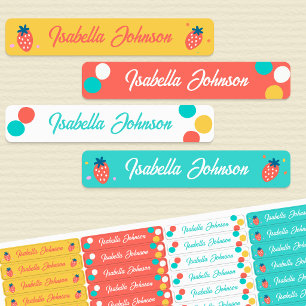 Strawberry & Polka Dot Kids Name Waterproof