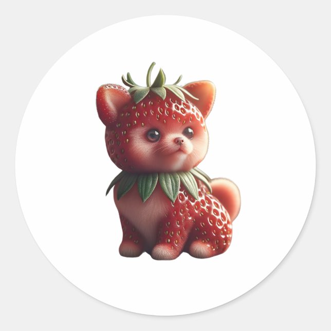 Strawberry Pomeranian Classic Round Sticker (Front)