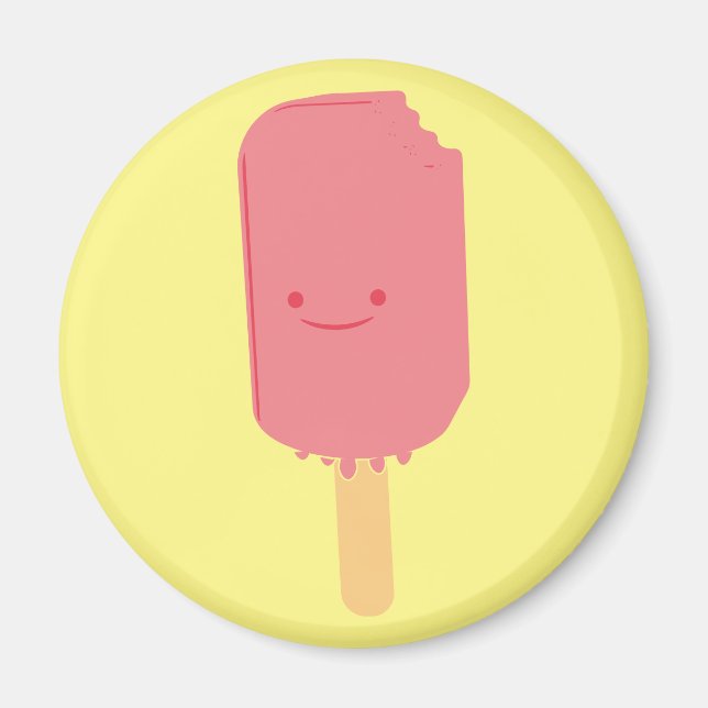 Strawberry Popsicle Cartoon Drawing Magnet (Front)
