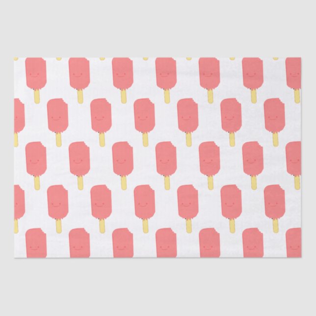 Strawberry Popsicle Cute Cartoon Drawing Tissue Paper (Front)