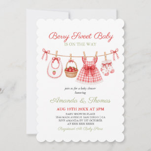 Strawberry Preppy Baby Shower Invitation