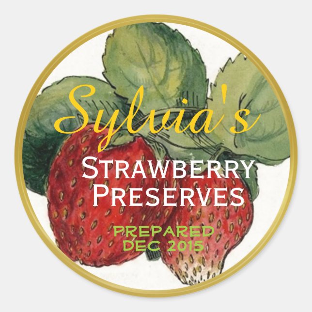 Strawberry Preserves Canning Label (Front)