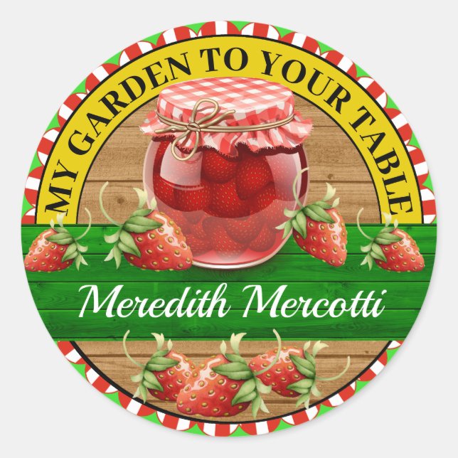 Strawberry Preserves Classic Round Sticker (Front)