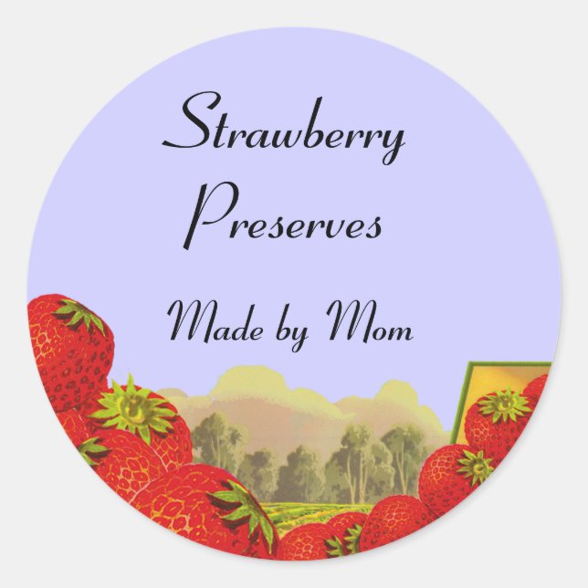 Strawberry Preserves Custom Canning Labels Sticker (Front)