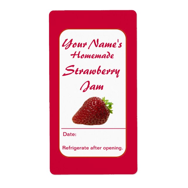 Strawberry Preserves Custom Jam Jar Labels (Front)