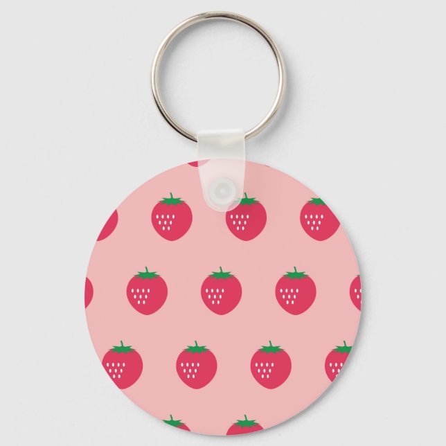 Strawberry Print Key Ring (Front)