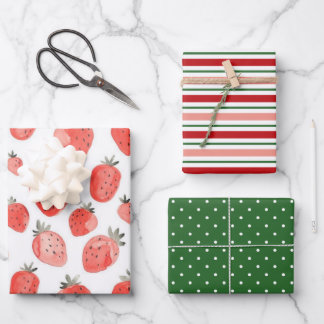 Strawberry Print/Pattern Wrapping Paper Sheets