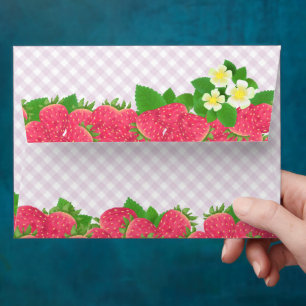 Strawberry Purple Gingham Envelope