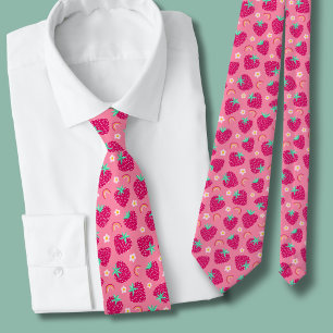 Strawberry Rainbow Daisy pattern Tie