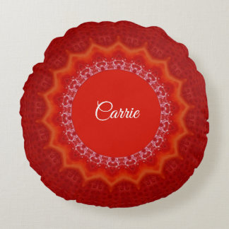 Strawberry Red Gelatin Mould Monogrammed Round Cushion