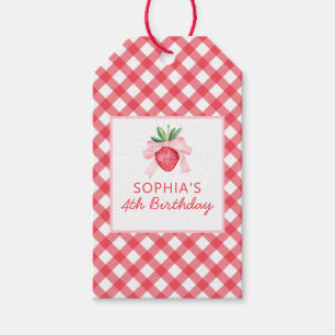 Strawberry Red Picnic Plaid Gift Tag