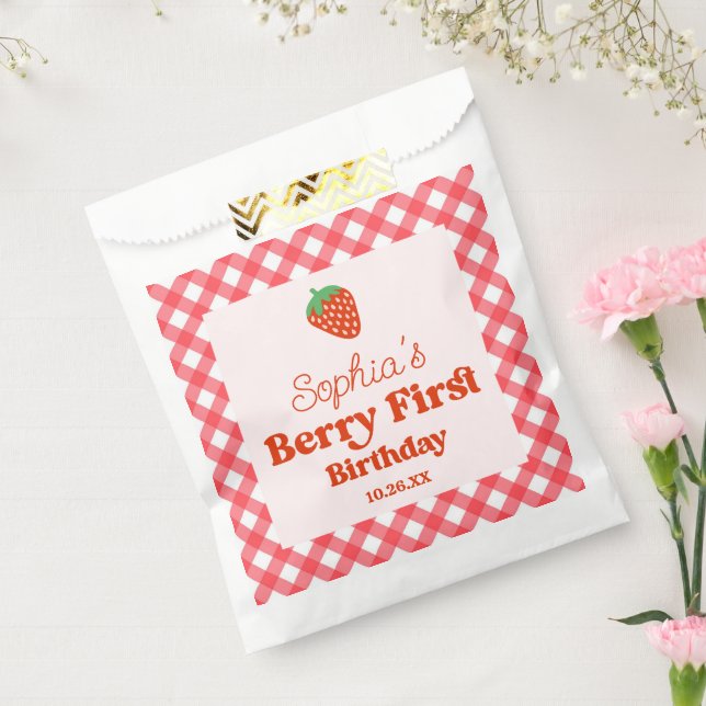 Strawberry Red Pink Berry First 1st Birthday Party Favour Bags (Sealed)