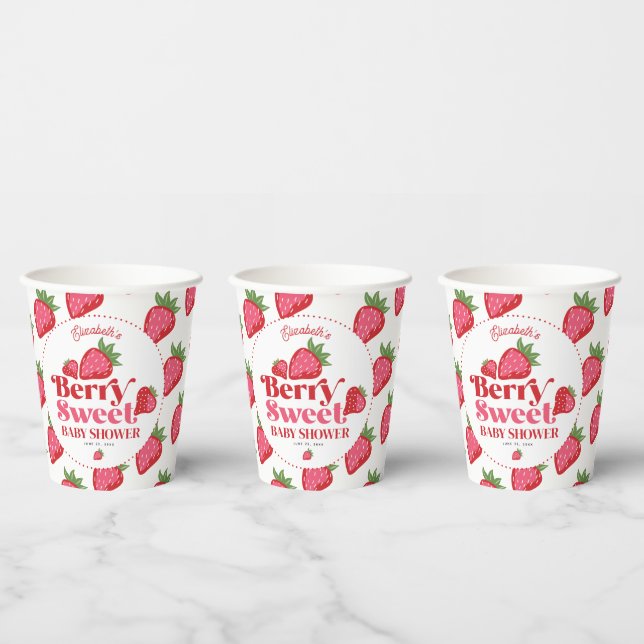 Strawberry Red Pink Berry Sweet Baby Shower Paper Cups (Multi)