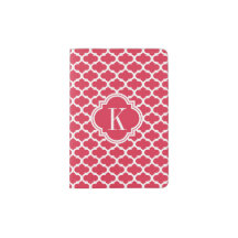 Strawberry Red Quatrefoil Monogram