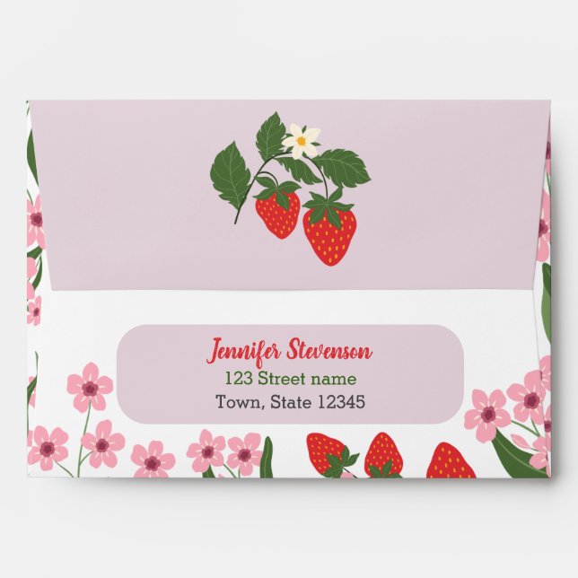 Strawberry Return Address Envelope (Back (Top Flap))