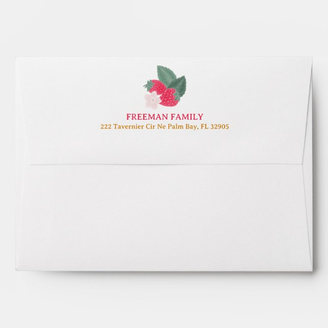 Strawberry Return Address Envelope – Berry First  (Back (Top Flap))