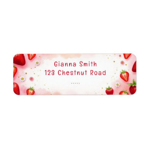 Strawberry Return Address Labels Watercolor Design