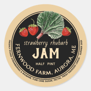 Strawberry Rhubarb Jam Jar Label Homemade Jelly